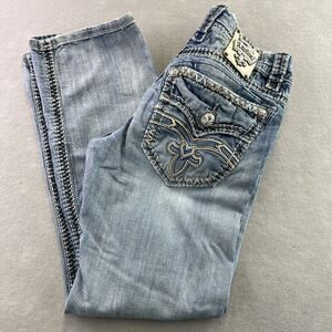 Rock Revival Mens Bolivar Slim Straight Jeans 32x30 Thick Stitching